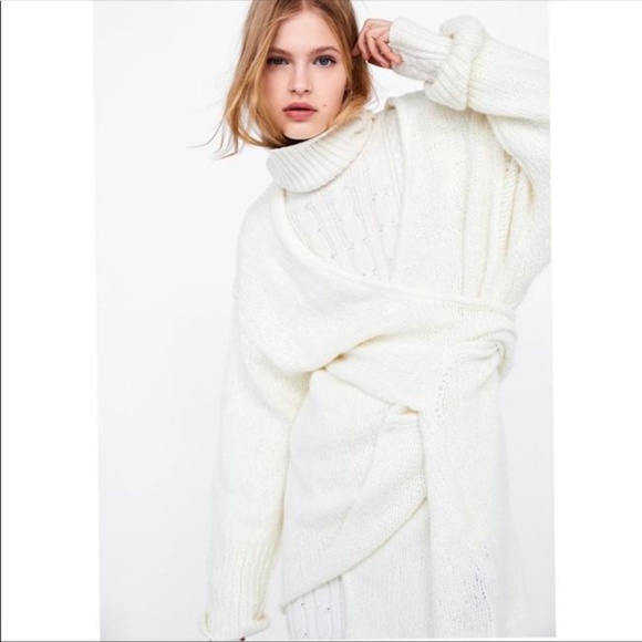 Zara Sweaters - NWT Zara Wrap Knit Sweater Ivory M